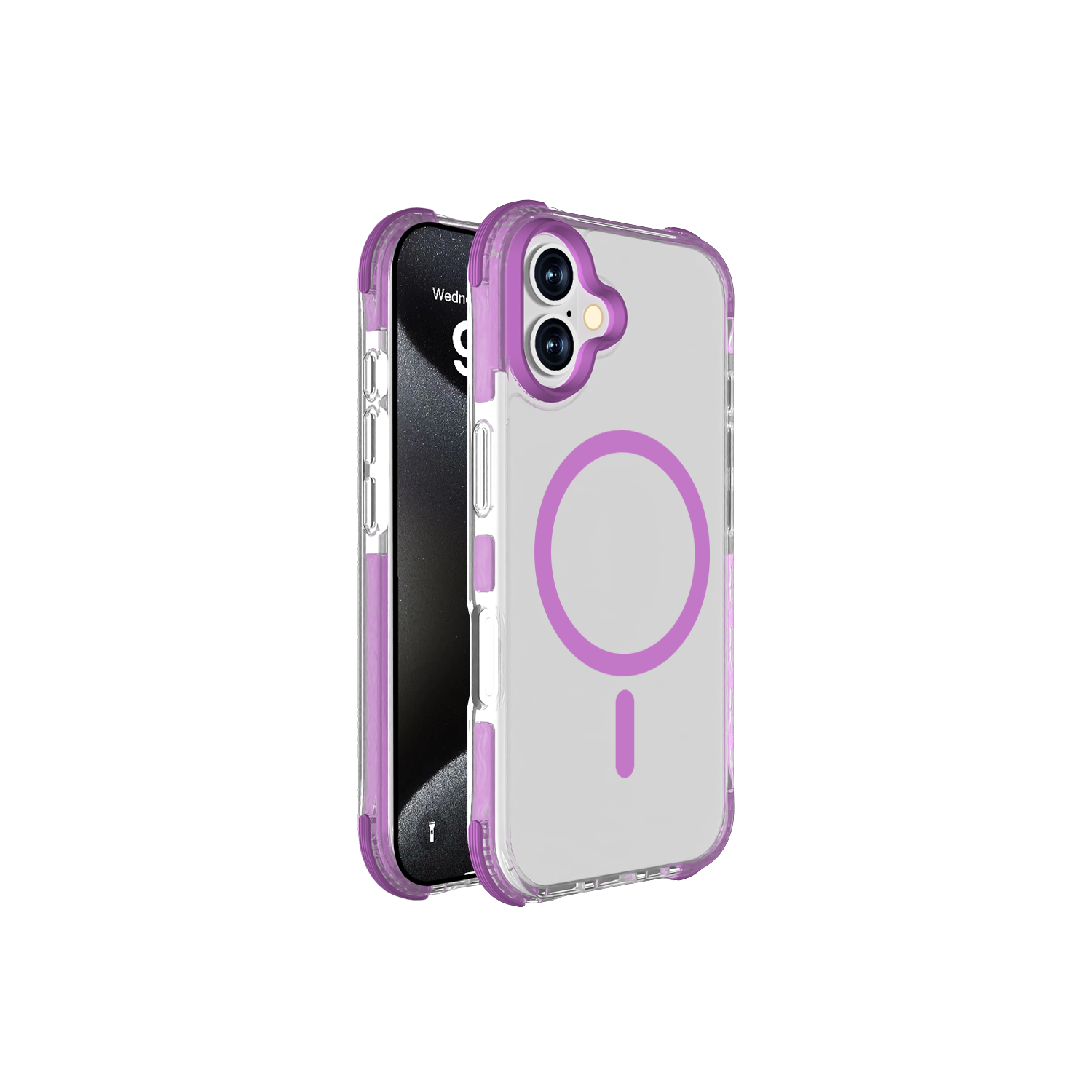 Clear tpu pc tpe phone cae with purple